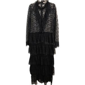 Gizia Black Tiered Lace Maxi Dress  EU Size 42/US Size 10 Long Sleeve